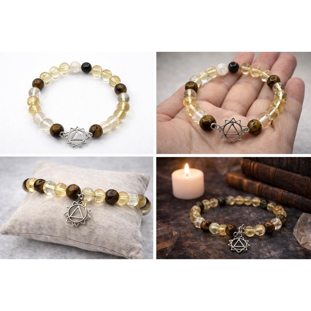 Yellow‎ Chakra Bracelet Citrine Tiger Eye Quartz Witchy Boho Apothecary